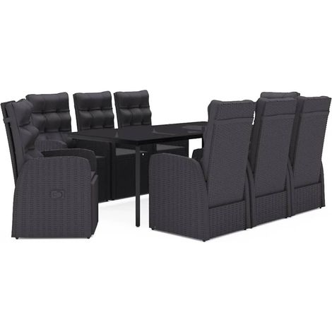 Maison Exclusive - Set da Pranzo da Giardino 9 pz con Cuscini Nero (1/5)