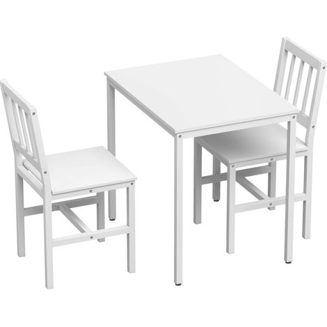 Conjunto de comedor 3 piezas mesa 80 x 60 cm y 2 sillas compacto en MDF blanco (1/5)