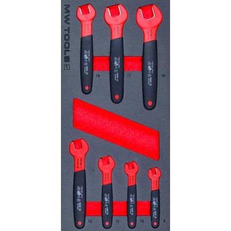 Jeu de clés plates isolées 8-19 mm EV véhicules électriques 7 pièces module en mousse pour servante d'atelier MW Tools MWECO8197