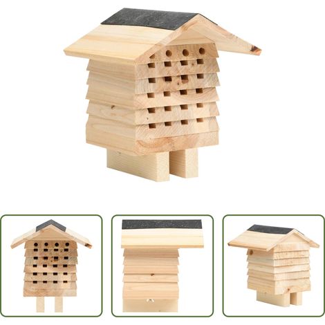 vidaXL Nid d'abeille - Hôtel d'abeilles Bois de sapin massif 22x20x20 cm (1/5)