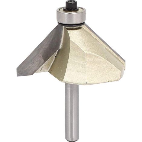 Tige 6,35 mm Longueur de coupe 2,5 cm Routeur à billes 45 degrés Chanfrein d'angle Fraise défoncer deux cannelures Argenté - (1/3)