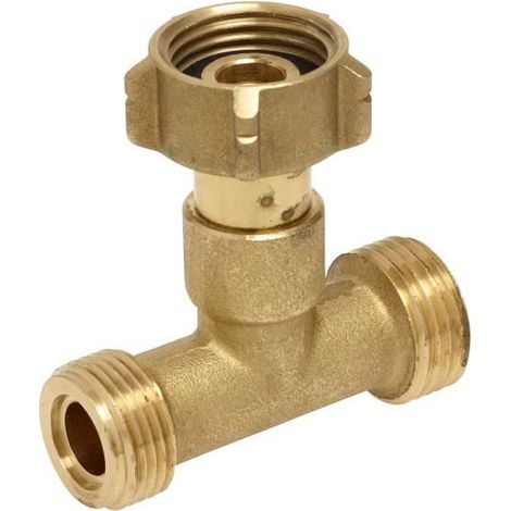 Favex – Raccord té gaz NF écrou bouteille – Sorties mâle 20x150 et mâle bouteille – Fixation filetée pour plomberie