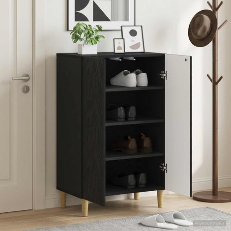vidaXL Shoe Cabinet DELFT 59.5 x 39.5 x 90 cm Engineered Wood Black (1/5)