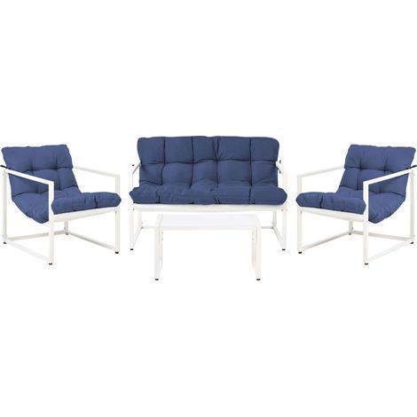 Lounge Set mit Tisch 4-Sitzer GARDA Metall Blau