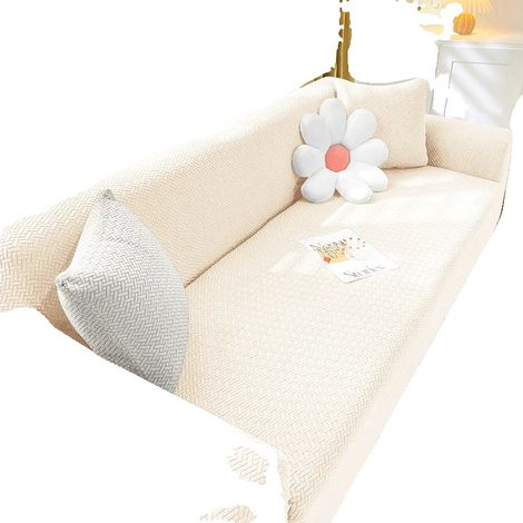 Funda elástica antideslizante para sofá, protector de muebles, 1 plaza 90-140 cm, color beige Starlink. (1/2)