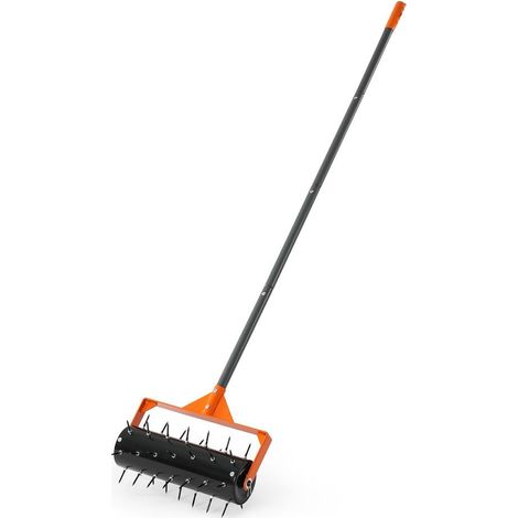 Pour Terre Compacte Aérateur de Gazon Manuel Entretien Jardin Rouleau 41cm Manche 152cm Fer Laqué (1/5)