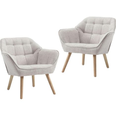2er Set Akzentstühle mit Holzbeinen, gepolsterte Lesestühle, beige (1/5)