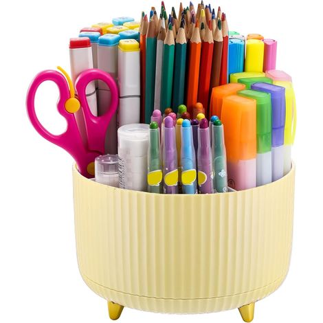 Organizador de escritorio giratorio, portalápices de escritorio de doble función, organizador de escritorio giratorio con ranura