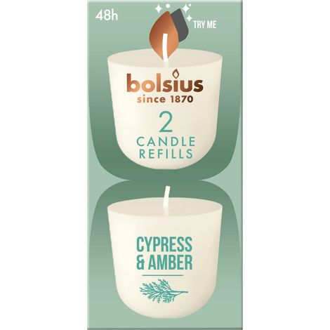 Bolsius Cleanlight Duft-Nachfüller 2er Pack zypressen & amber Duftkerze
