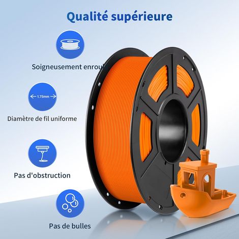 Filamento PETG 1,75 mm 1 kg, filamento PLA per stampante 3D, precisione dimensionale +/- 0,02 mm, elevata tenacità, con RFID, PETG arancione brillante (1/4)