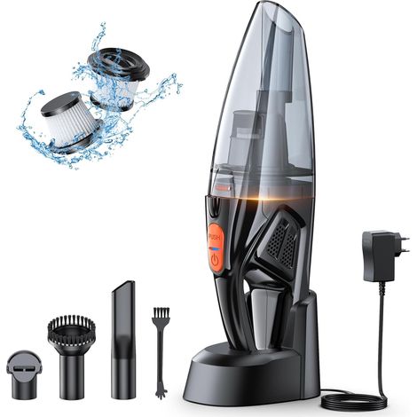 Aspirateur à Main, Rechargeable 9KPA Aspirateur Voiture Puissant sans Fil avec [Socle Charge Rapide & Lumière LED], 2 Filtres HEPA, Aspirateurs de Table pour Canapé/Maison/Tapis/Escaliers