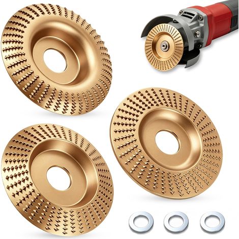 Lot de 3 disques abrasifs en carbure de tungstène pour meuleuse d'angle, disques abrasifs pour meuleuse d'angle, sculpture et coupe du bois (1/5)