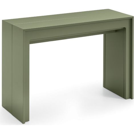 Consolle Allungabile Segmenta in MDF Laccato Verde Opaco, Tavolo Estensibile Antigraffio di Design fino a 297,5 cm - Segmenta (1/4)