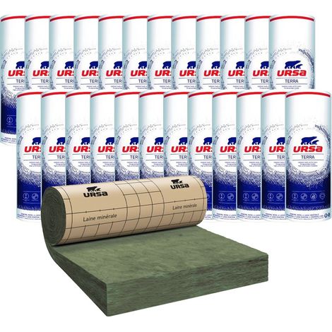 24 rouleaux laine de verre URSA MRK 40 TERRA revêtu kraft - Ep. 260mm - 100,80m² - R 6.50 (1/4)