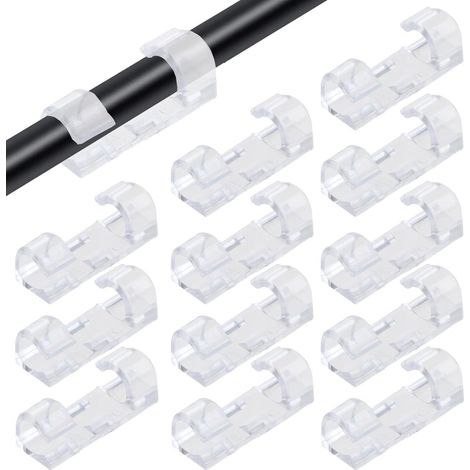 100 pièces - Attaches-câbles autocollantes - Organisateur de câbles multifonctionnel - Attaches-câbles autocollantes - Pour TV, PC, ordinateur portable, câble Ethernet, bureau, maison (Transparent) (1/5)
