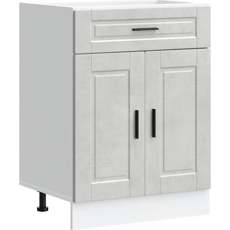 Mueble de cocina moderno con puerta ajustable 60 x 46 x 81,5 cm amplio espacio de almacenamiento madera de ingeniería gris hormigón 020050276 (1/5)