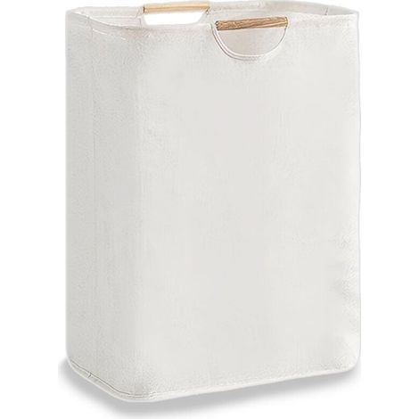 Sac à linge pliable avec poignée en bois, panier de rangement en tissu Oxford imperméable de grande capacité, adapté aux dortoirs, aux chambres et aux salles de bains.
