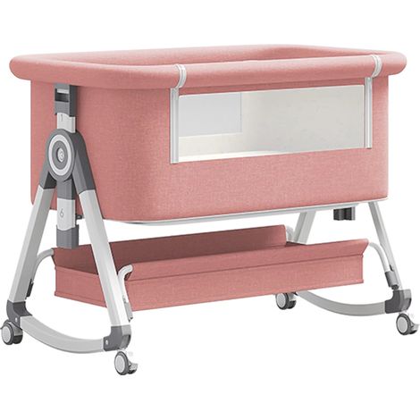 Lit de bébé, hauteur réglable, design pliable, HZDC rose (1/2)