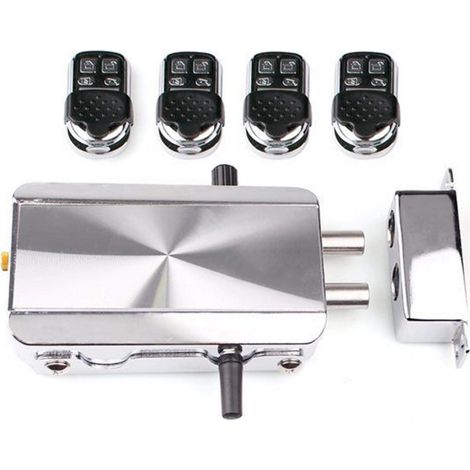 Kit de serrure de porte télécommandée, serrure électronique d'entrée sans clé, pêne dormant électrique intelligent avec quatre télécommandes, système de contrôle d'accès pour maison, hôtel (1/5)
