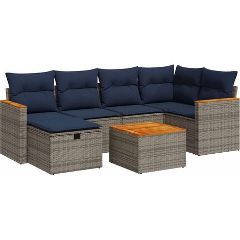 Maison Exclusive - 7-tlg. Garten-Sofagarnitur mit Kissen Grau Pol (1/5)