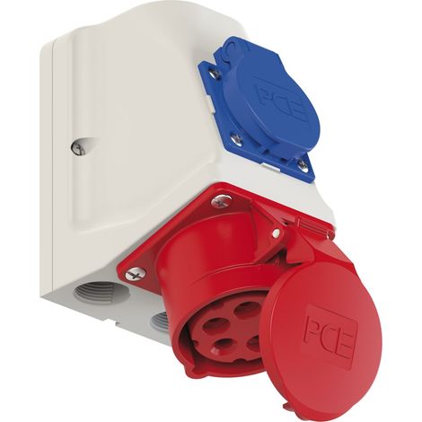 PCE CEE-Wandsteckdose Steckdose, 5-polig, 16 A, 230/400 V, IP44 (1/3)