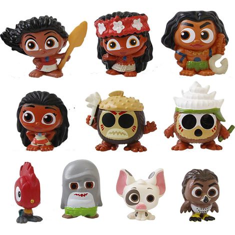 Set mit 10 Moana-Figuren aus Puffreis, 3–4 cm, Version Q – Auto-, Büro- und Sammlerdekoration