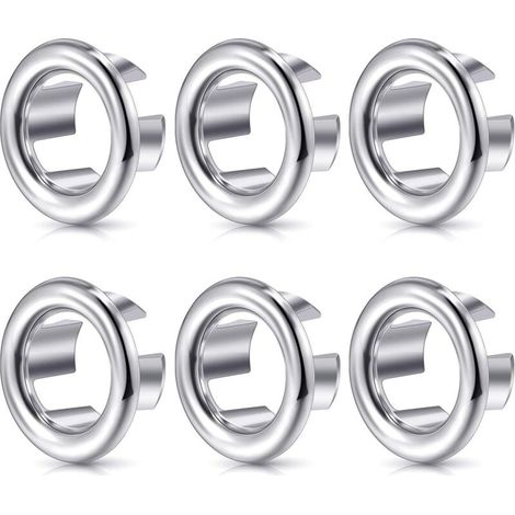 Sink Overflow Ring Round Sink Hole Overflow Cover Basin Trim Overflow Drain Plug Cover Replacement Parts Inserted into Hole (6 Pieces)