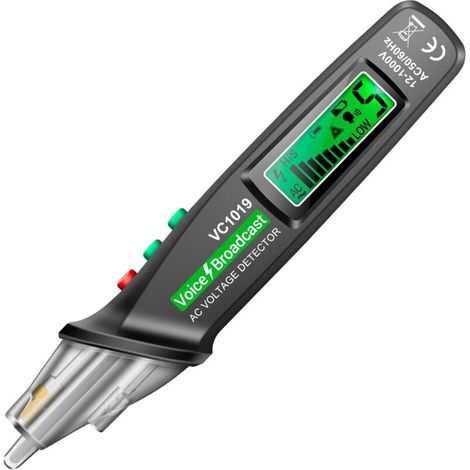 Stylo Testeur De Tension - 12 V À 1000 V Ac - Détection Sans Contact - Indicateur Laser - Alarme Sonore Et Lumineuse - Lampe De Poche Intégrée - 1 Pièce (1/4)