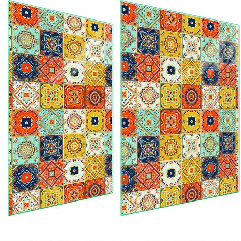 PLAQUE DE PROTECTION EN VERRE POUR POÊLE 70x52 MOSAÏQUE (1/5)