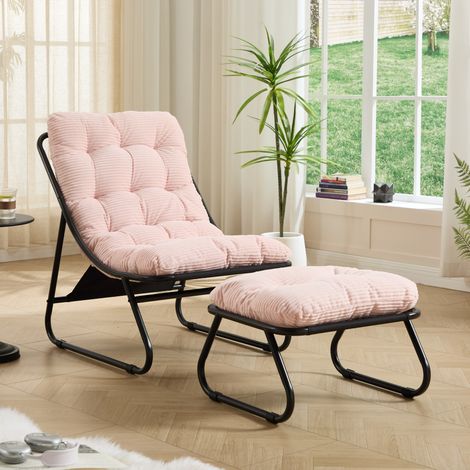 Gartenstuhl mit Hocker Stahl Rosa Schwarz Modern OKMYHOME (1/5)