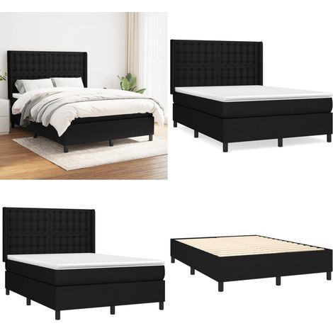 Boxspringbett mit Matratze Schwarz 140x200 cm Stoff - Boxspringbett - Doppelbett - Schlafraum - Bettenrahmen - Lattenrost - Home & Living (1/5)