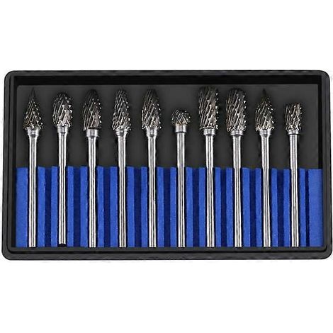 Satz mit 10 Rotationsfräsern aus Hartmetallstahl, 3 mm Schaft, 6 mm Schneidkopfdurchmesser, Fräswerkzeug für die Metallbearbeitung