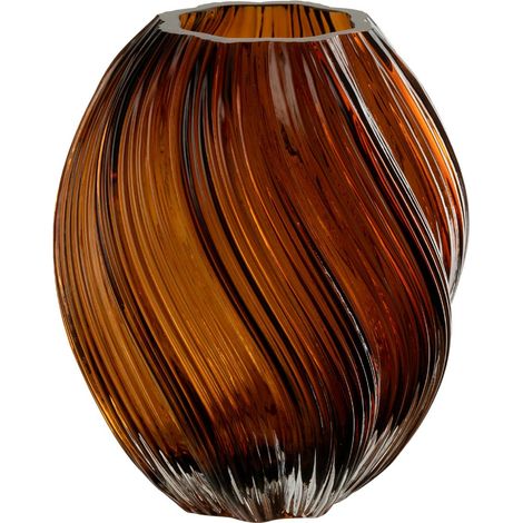 Vase Ondulé en Verre "Carol" 21cm Marron