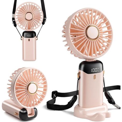Mini ventilatore portatile ricaricabile，Ventilatore portatile USB-C da 4000 mAh，5 velocità，Con display digitale (1/5)
