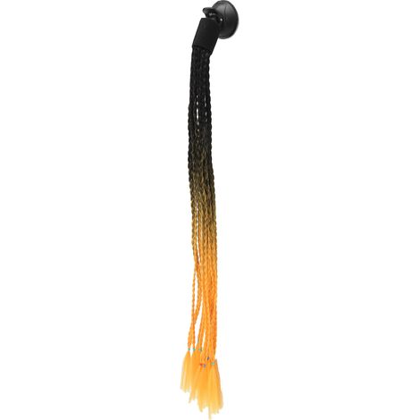 Lot de 2 Pigtails Casque Moto Ventouse Style Punk, Tresses Cheveux Moto Noir Orange, Décorations Casque Accessoires (1/5)