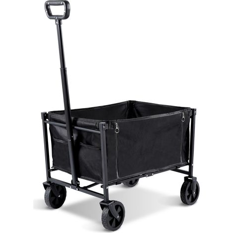 Jiubiaz Bollerwagen Faltbar Gartenwagen Handwagen für Einkaufen, Camping Garten mit klappbarer Seitenwand bis 80 kg