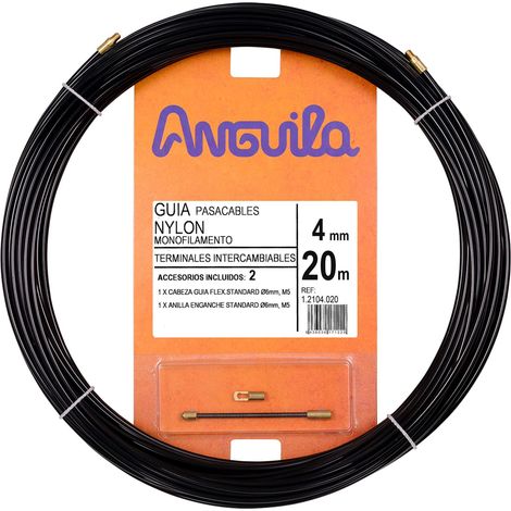 Anguila 12104020 - Guía pasacables Nylon Monofilamento, 20 Metros, Diámetro 4mm, Negro (1/5)