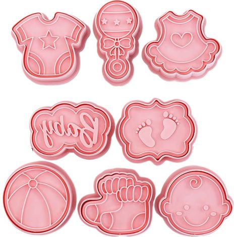 Ensemble de moules à biscuits pour bébé - 8 pièces - Moules à biscuits imprimés en relief, parfaits pour les gâteaux d'anniversaire d'enfants (1/5)