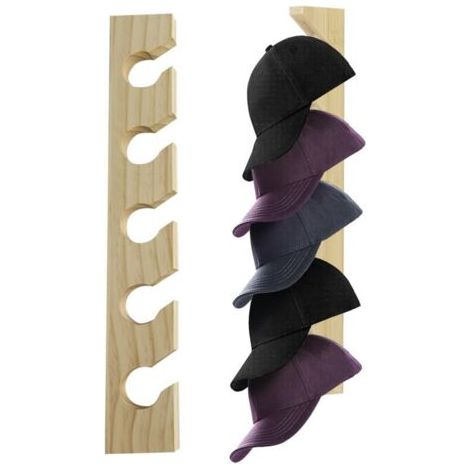 Pair 2 porte-chapeaux -Porte-chapeaux en bois -Fixation murale -Gagnez de l'espace (1/5)