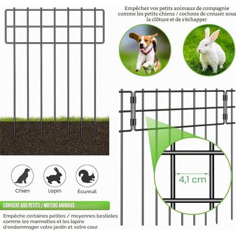Clôtures de jardin, barrières animaux, Clôture métallique décorative en plein air, clôture sans creusage, clôtures d'animaux pour chiens et lapins, 42 cm x 3,05 m (1/4)