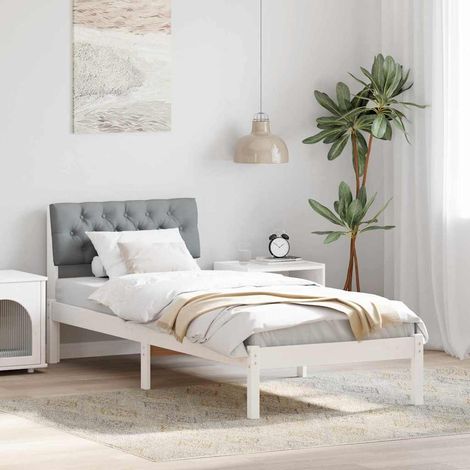 Cadre de lit-Structure de lit Blanc et gris clair 75 x 190 cm Bois massif en pin 108026 (1/5)