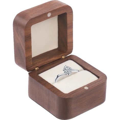 Boîte Cadeau en Bijoux, Bois Naturel, Fermeture Magnétique Sécurisée, Noix de pécan (1/2)