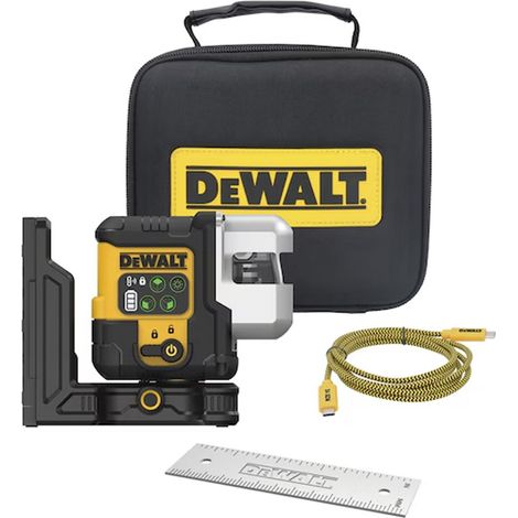 Dewalt – Laser multiligne vert 3x180° – Batterie Li-ion intégrée – Portée 30m – Support magnétique – Indicateur de batterie