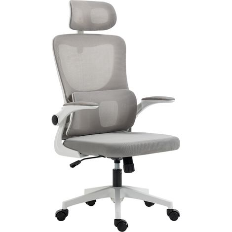 Sedia da Ufficio Direzionale 60x59x114-122 cm con Poggiatesta in Poliestere Grigio (1/5)