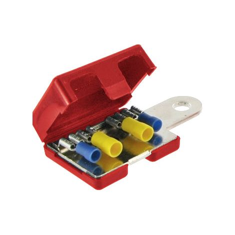 Oc-Pro – Cosse de batterie rouge positive pour branchement multiple – Diamètre de borne 8 mm – 4 connexions possibles – Usage professionnel