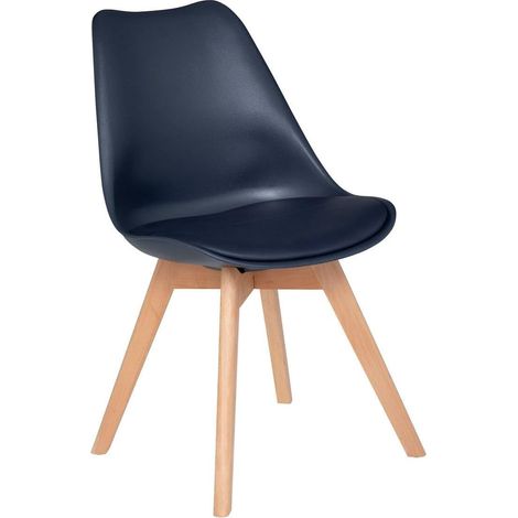 Créateur d'Intérieur Chaise Baya en plastique jaune et hêtre – Salle à manger, cuisine, bureau, salon – Coussin intégré confortable (1/4)