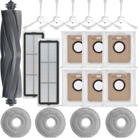 Kit d'accessoires pour robot aspirateur Dreame L10s Ultra/L10 Ultra/L10 Prime, 1 brosse principale, 2 filtres, 4 tampons de nettoyage, 6 brosses latérales, 6 sacs à poussière, accessoires de pièces de (1/4)