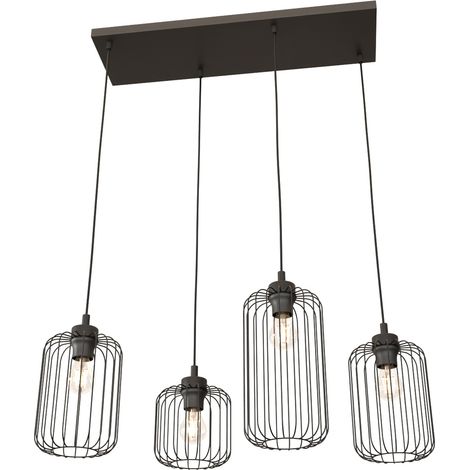 Sospensione Minimal Industrial Minerva 4 Luci Lineari Nera (1/5)