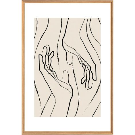 Tableau mural encadré lignes abstraites 65x97 cm - Tableau Mural Décoratif - Image Encadrée Imprimée en HD - Impression 65x97 cm sur Fibres de Bois FSC - Finition Mate - Fabriqué en France (1/5)