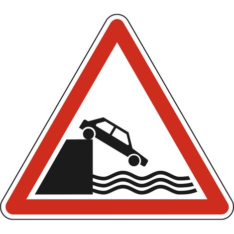 Panneau de signalisation danger - Débouché sur un quai ou une berge - Triangulaire - Gamme Bretagne - Classe 1 - 500mm